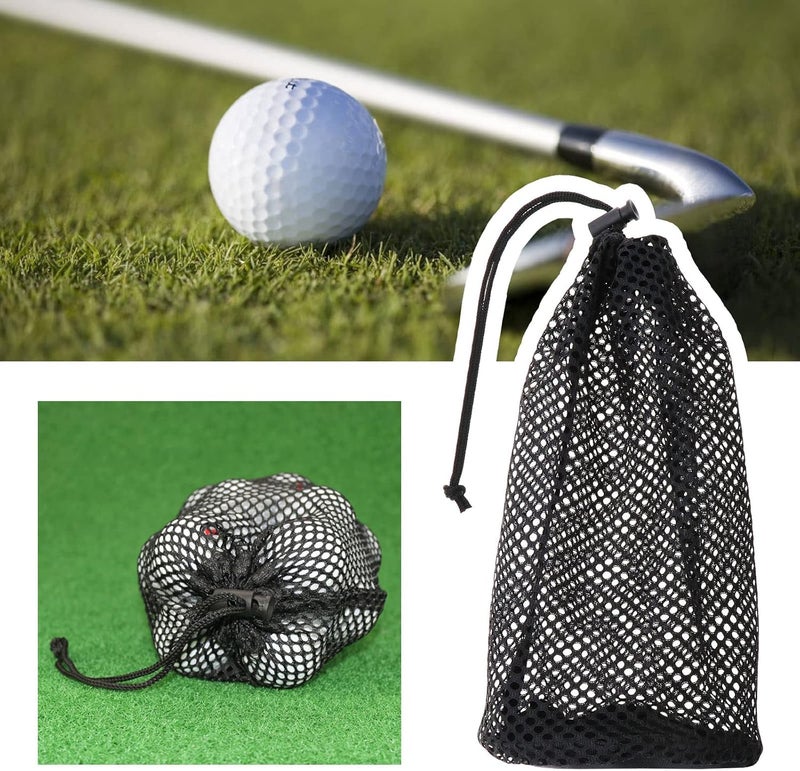 SING F LTD 2PCS Golf Ball Storage Bag - Nylon Mesh Pouch for 48-56 Balls - Drawstring Closure - Black - Image 4